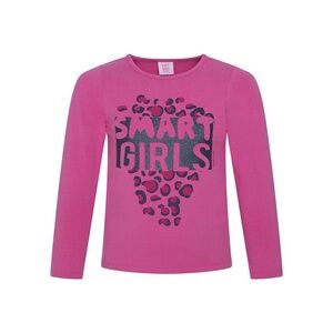 Vibrant Pink Long Sleeve Tee with Graphic Design